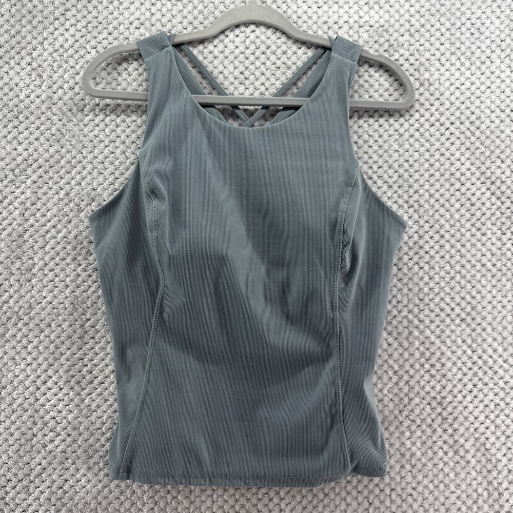 Sweaty Betty Active Top Womens L Gray Padded Bra Strappy Back Gym Yoga Workout